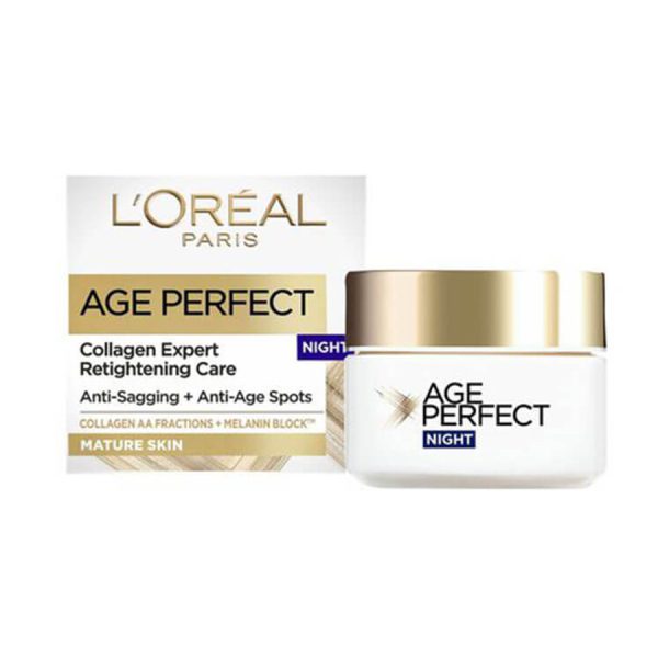 قیمت خرید ـ کرم شب ضد چروک ایج پرفکت لورال Loreal Age Perfect Collagen Expert Night Cream