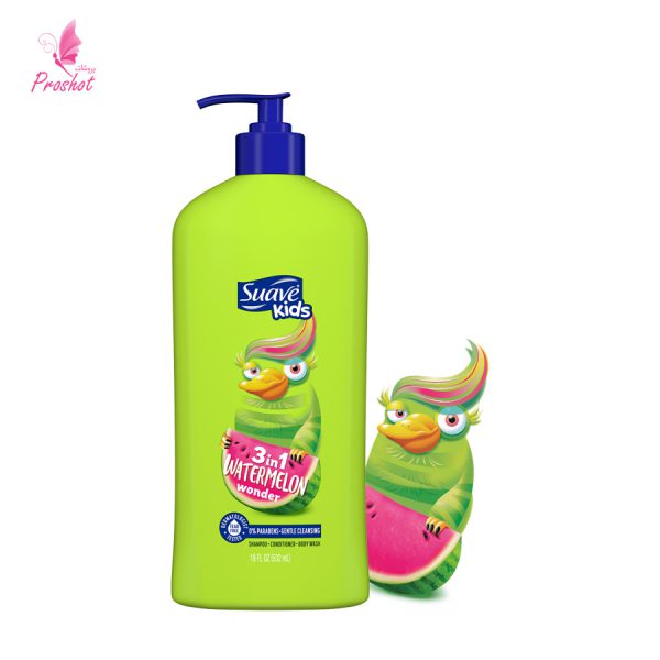 قیمت و خرید شامپو سر و بدن و نرم کننده کودک هندوانه ای سواو Suave Kids Watermelon Wonder 3-in-1 Shampoo, Conditioner, Body Wash