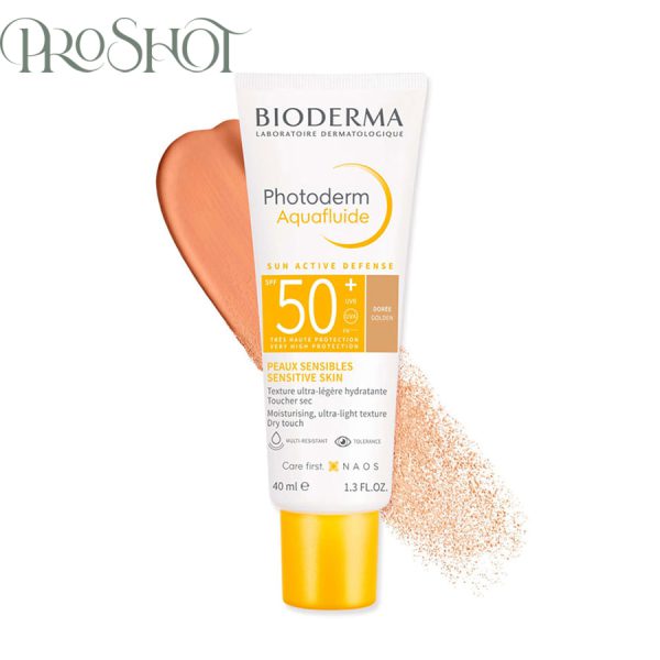 قیمت و خرید ضد آفتاب رنگی طلایی فلویید بایودرما Bioderma Photoderm Aquafluide SPF50 Golden Sensitive Skin